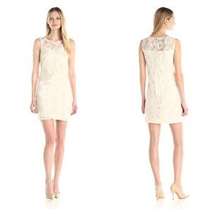 Donna Morgan Ivory Embroidered Floral Lace Shift Dress Size 10 Sleeveless NWT